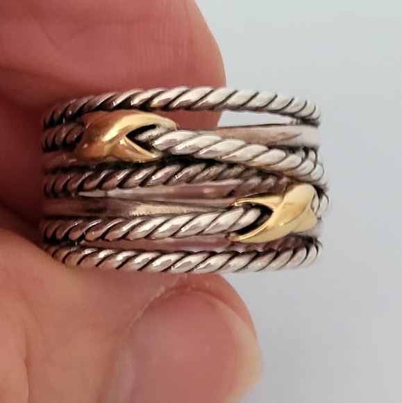 David Yurman Two-Tone Double X Crossover Ring, Price is firm. - Picture 8 of 10